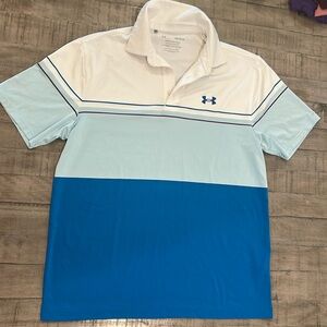 Under Armour Polo Golf Shirt The Playoff short-sleeve Size Large Teal Blue White